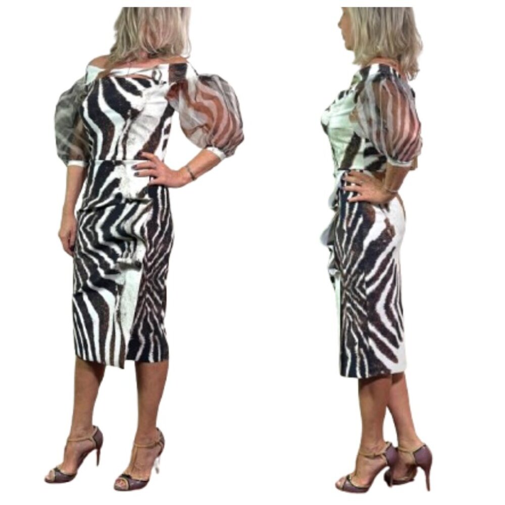 NWT Auc La Petite Robe Di Chiara Boni Saida Animal Print Ruffle Dress 4 $856 - Picture 3 of 14